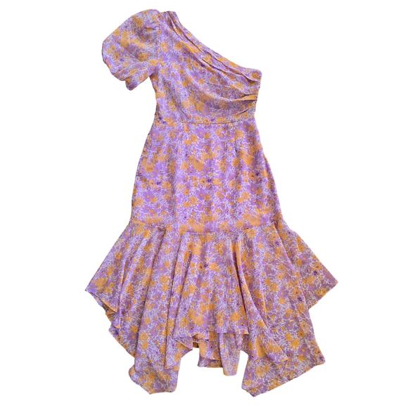 ASTR The Label Santorini One Shoulder Midi Dress Lilac Purple Floral Sz S - Picture 2 of 5
